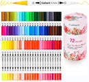 Caliart 72 Colors Double Tip Brush Pen Art Markers for Adult Coloring Books | White | 1 Count (Pack of 72) — 1