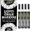 Bandle B. Chalk Markers - 4 White, Erasable, Non-Toxic, Water-Based, Reversible Tips, Crisp White For Kids and Grown-Ups for Glass and Chalkboard Markers for Businesses, Restaurants (6mm) | White - 4 pack — 1