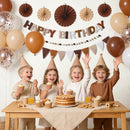 3D Happy Birthday Banner, Pre-Strung Felt Party Decorations (Brown) — 7