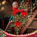 Lyrow 2 Pack 24" Christmas Stairway Swag with Lights, Red Ribbon — 4