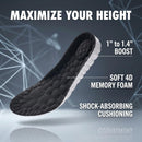 Height Increase Insoles for Men - 2026 New 4D Cloud Memory Foam Steppers Height Booster Insoles - Shock Absorbing All-Day Comfort Trim-to-Fit Shoe Lifts (Black, 1.4” US Men 8-11) — 5