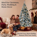 7.5FT Snow Prelit Christmas Artificial Tree,Warm White LED Lights Xmas Tree — 7