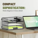 DALTACK 3 Tier Paper Organizer for Desk, Sliding Paper Trays, Black — 5