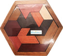 KINGZHUO Hexagon Tangram Puzzle Wooden Puzzle for Children and Adults Challenging Puzzles Wooden Brain Teasers Puzzle for Adults Puzzles Games Family Portable Brain Games Tangrams for Adults — 2