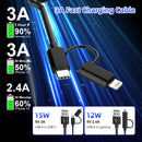 USB to USB-C and Lightning Cable Combo 2 in 1 Coiled Cable Support Apple Carplay & Android Auto [MFi & 3A Fast Charge & Data] Coiled Lightning and USB C Cable for iPhone 18/17/16/15/14/13/12/Android 3