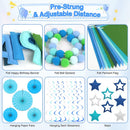 3D Happy Birthday Banner, Pre-Strung Felt Party Decorations (Blue) — 5