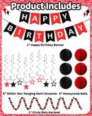 Happy Birthday Decorations, Party Decorations Banners for Men Boys | Black Red — 2