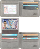 HIMI Wallet for Men-Genuine Leather RFID Blocking Bifold Stylish Wallet With 2 ID Window - Gray - Vintage Style — 1
