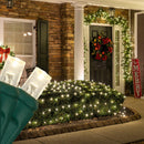 Wintergreen Lighting Set of 100 Warm White LED Net Lights - Christmas Outdoor Decorations, Green Wire (4 x 6 ft, 5mm Lights) — 1