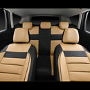 CAR PASS Leather Seat Covers Full Set Universal Water Resistant 3D Foam Back Support, Luxury Comfort Automotive 5 Seat Covers All Season Fit for SUV,Sedan,Van, Airbag Compatible Elegance(Beige Black) — 6