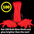 PartySticks Red Glow Sticks - 100pk, 8 Inch Glow in The Dark Light Up Sticks - Party Favors, Decorations, Necklaces and Bracelets with Connectors | 100 Pack Red — 3