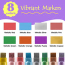 Celepen Window Chalk Markers for Cars Glass Washable, 8 Colors Metallic Jumbo Liquid Chalk Marker Pens with 10mm 3 in 1 Nib Wide Tip, Chalkboard Markers Car Window Paint Pen for Auto, Mirror, Poster | 8 pcs Metallic 10 mm — 2