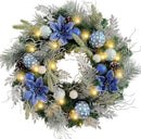 Wanna-CUL 24 Inch Pre-Lit Frozen Winter Christmas Wreath for Front Door — 1
