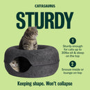Peekaboo Cat Cave Donut for Multiple & Large Cats up to 30-45 lbs, 3-in-1 Self Warming Cat Bed, Tunnel & Scratcher for Indoor Cats, Washable & Detachable Small Dog Bed (Dark Gray, Large) — 5