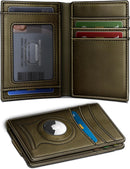 BULLIANT Magnetic Slim Leather Pocket Wallet Money Clip For Men 12Cards - Alaska Leather - Olive — 1