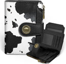 Icycay Cat Small Wallet Women RFID Blocking Bifold Cute Credit Card Holder - Cow Black — 1