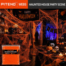 Piteno® 1200 sqft Spider Webs Halloween Decorations with 40 Fake Spiders, Stretchable Halloween Spider Webs for Indoor Outdoor Haunted House Yard Porch Party Decor (Orange) — 7