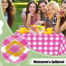misaya 6 Packs Buffalo Disposable Table Cloth, 54 x 108 Inch Waterproof Plastic Tablecloth, Rectangle Hot Pink and White Checkered Table Covers for Picnic, Birthday, Party, Back to School | 54" x 108" - 6 Pack — 3