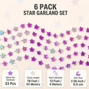 78 Feet Star Garland Decorations - 6PCS Double Side Purple Hanging Stars Decorations for Ceiling, Paper Star Garland Streamers Banner for Birthday Wedding Engagement Homecoming Classroom Christmas — 2