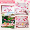 Pre-Strung Felt Happy Birthday Banner Pink Garland Set | Ombre Pink — 8