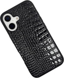 Compatible with iPhone 16 Pro Max Case for Women, Crocodile Synthetic Patent Leather Cover, Classic Fashion for iPhone16 Pro Max 2024 6.9 Inch - Black — 4