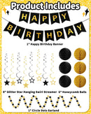 Happy Birthday Decorations, Party Decorations Banners for Men Boys | Black Gold — 2