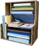 Simple Trending 7- Tier Desk File Organizer, Paper Organizer, Rustic Brown — 1