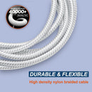TOP-UP Braided USB C to USB C Cable 3.3FT 2 Pack, 60W PD Cord, White 5