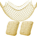 2 Pack Fish Net Decorations for Party,Natural Cotton Hawaiian Party Fishing Net Decorative, Nautical Themed Cotton Fishnet Under The Sea Pirate Ocean Beach Decor | 2pack-yellow — 1
