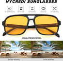 Hycredi Retro Aviator Sunglasses for Women Men, Oversized Square Shades | 2 Pack - (Leopard/Orange + Leopard/Blue) — 5