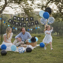ANSOMO Blue and Black Happy Birthday Party Decorations for Boys Men Banner Balloons Navy Royal Light Blue Pom Poms Foil Curtain Décor Supplies 13th 16th 18th 20th 30th 40th 50th 60th 70th 80th — 6