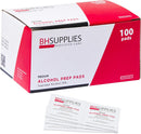 BH Supplies Alcohol Prep Pads | Medical Grade, Sterile, Individually Wrapped, 70% Isopropyl Alcohol, Medium 2-Ply, 100-Pack — 1