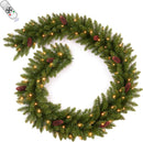 9FT Prelit Artificial Christmas Garland with Dual Color LED Lights and Timer by Remote Control and Batteries Operated for Mantle Stairs Fireplace Door Xmas Decoration, Indoor Outdoor, Green — 1