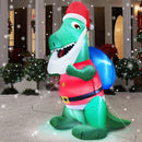 TURNMEON 4 FT Christmas Inflatables Santa Dinosaur with LED Light Stakes Tethers Outdoor Decoration — 1