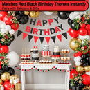 Pre-Strung Felt Happy Birthday Banner Red Black Garland Set | Black Red — 5