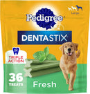 Brand Pedigree Dentastix Large Breed Dental Dog Treats, Fresh, 36 Count