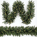 HomeKaren Christmas Garland 9ft with 50 Led, 320 Tips Prelit Fraser Fir Xmas Garland with 50 LED Lights, Lush and Classics Green Style for Indoor Outdoor Home Decoration — 1