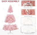 HOMCOM 6' Tall Prelit Christmas Tree Douglas Fir Realistic Branches Pink — 8