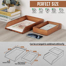 DEMIGO Desk Organizer Letter Tray Set of 2, Natural Acacia Wood Paper Tray — 2