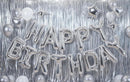 Silver Happy Birthday Balloons Banner Sign Mylar letter Party Decoration | Silvery — 4