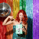 2 Pack Rainbow Party Backdrop Streamers Decorations Colorful Foil Fringe Curtains Metallic Tinsel Backdrop for Birthday First Day of School Engagement Baby Shower Christmas Holiday Party Decor | 2 Pcs — 3