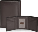 Real Leather Mens Trifold Wallet - RFID Slim Minimalist Front Pocket Gift (Classic Brown)
