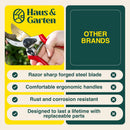 Haus & Garten ClassicPRO 8.5" Professional Premium Titanium Bypass Pruning Shears - Use As Pruners, Garden Shears, Heavy Duty Handheld Pruning Shears For Gardening, Clippers, Pruner Scissor Tool | Red — 7