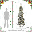 Glitzhome 7.5ft Artificial Christmas Tree, Pre-Lit Flocked Pencil Christmas Tree Chicago Frostwood Spruce with 350 Warm White Lights Home, Office, Holiday Decoration — 5