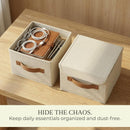 Decorative Linen Storage Boxes with Lids - Spacious Set of 2 Organizer Bins — 7