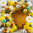 ALL-IN-1 Bee Balloons Garland Kit & Arch - Small and Large Black Yellow and White Bumble Bee Balloons for What Will It Bee Gender Reveal Party Supplies, Baby Shower Decorations, or Honey Bee Birthday | Yellow, White, Gold, Black Polka Dot — 4