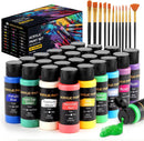 TMOL Acrylic Paint Set, 24 Colors (2 oz/Bottle) with 12 Art Brushes, Art Supplies for Painting Canvas, Wood, Ceramic & Fabric, Rich Pigments Lasting Quality for Beginners, Professional | 24 Colors Acrylic Paint 2 fl oz/60 ml — 1
