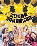 Black Gold Happy Birthday Party Decorations with Banner Balloons for men — 2