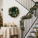 DecorbyHannah 24" Pre-Lit Christmas Wreath for Front Door with Lights, Large Green Gold Lighted Christmas Wreaths for Window with Bow Ornaments, Battery Operated Outdoor Winter Xmas Wreath Decor — 4