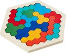 Coogam Wooden Hexagon Puzzle for Kid Adults - Shape Pattern Block Tangram Brain Teaser Toy Geometry Logic IQ Game STEM Montessori Educational Gift for All Ages Challenge — 4